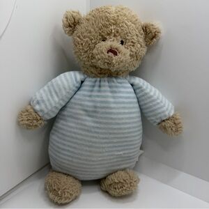 Mud Pie Beige and Blue Striped Teddy Bear
